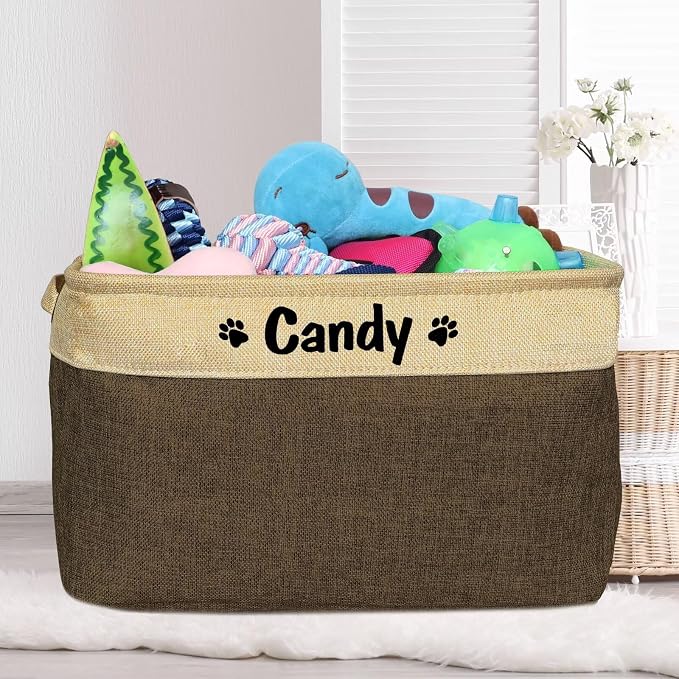 PET ARTIST Collapsible Dog Toy Storage Basket Bin with Personalized Pet's Name - Rectangular Box Chest Organizer for Clothing, Apparel & Accessories - Image 2