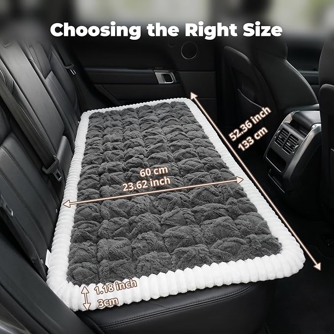 Avont Dog Bed for Car Back Seat, 2026 New Backseat Pet Bed Mat | 52.3"x23.6" Back Seat Pet Cover for Dogs Machine Washable Non-Slip Thick Plush Travel Mat for SUVs Trucks Camping - Dark Grey - Image 4