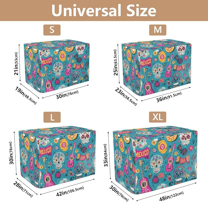 Dog Crate Cover Kennel Cover for Dog Cages Breathable for Wire Cage Indoor Outdoor Teal Fiesta Mexico Skulls Guitars - Image 3