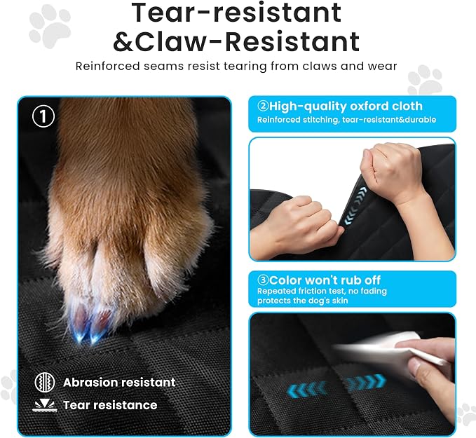 Hard Bottom Dog Car Seat Cover for Back Seat with Door Protector | 100% Waterproof, Tear-Resistant & Non-Slip, Back Seat Cover for Small Mid Cars, SUVs & Trucks, Holds 450Lbs, Easy to Clean - Image 2