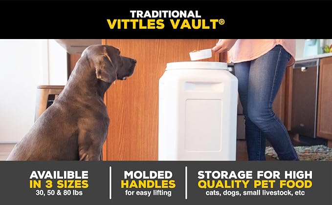Vittles Vault Traditional Pet Food Storage Container For Dog Kibbles/Bird Seed/Oatmeal/Rice/Flour/Cereal, BPA Free Plastic, Sealed Airtight For Cat Food, Up To 30 lb, Made in USA, With Scoop, Gray - Image 12