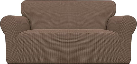 Easy-Going Stretch Oversized Loveseat Couch Covers Washable Brown | 1-Piece Large Loveseat Cover for 2 Cushion Couch Furniture Protector RV Sofa Slipcover Soft with Bottom for Kids Pets by Easy-Going