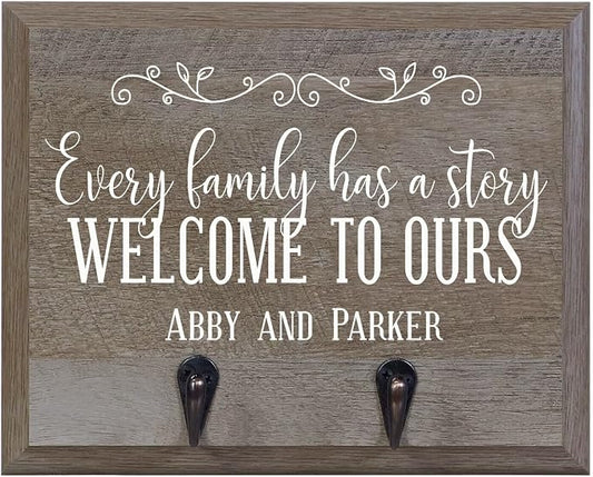 Rooms Organized Personalized Re-Engineered Family Name Barn Wood Decor Wall Mounted Coat Hat and Dog Leash Rack Storage with 2 Metal Hooks 10" w x 8" h 4.25" deep by LifeSongMilestones