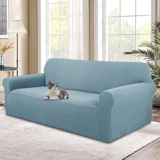 Stretch Oversized Sofa Couch Cover Washable Slipcover, Blue | 1-Piece X-large Sofa Cover For 3 Cushion,Furniture Protector Couch Cover For Dogs, Polyester Spandex Jacquard fabric by LuxshareHome