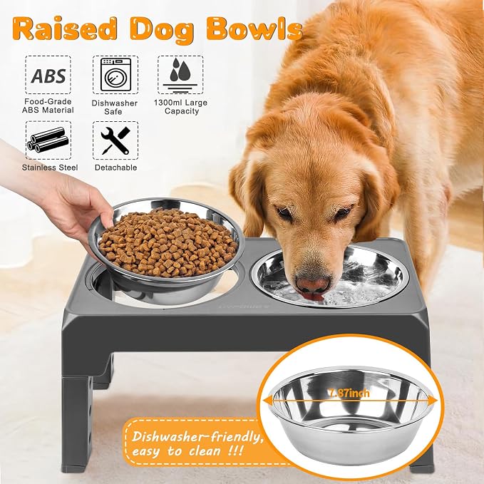 URPOWER Raised Dog Bowls 4 Height Adjustable Elevated Bowl Stand | Stainless Steel Water Bowl Non-Slip Dog Food Bowls Stand for Small Medium Large Dogs and Pets - Image 4