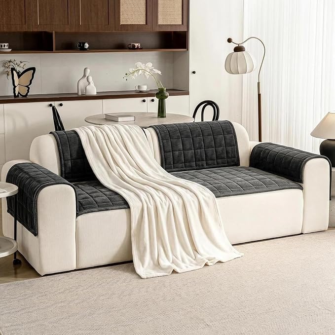 Couch Covers for Dogs Washable, Non Slip Couch Covers for Loveseat Sofa Pet Friendly, Soft Fuzzy Sofa Covers for Pet, Dog Couch Cover Furniture Protector(1PC,Dark Grey,27.6"x27.6") - Image 5