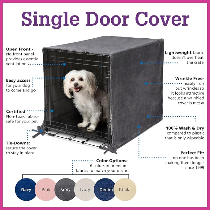 Pet Dreams Dog Crate Cover - Breathable Fabric Kennel Topper for Double-Door Crates, Fits iCrate Dog Cages 18, 24, 30, 36, 42, 48 Inches (Khaki, Small, 24") - Image 4