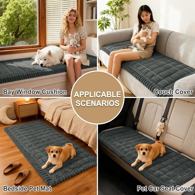 hyha Couch Cover for Dogs, Washable Non Slip Plush Flannel Sofa Protector | Thick Flannel, Silicone Anti-Slip Backing, Pet Hair & Scratch Protection, Fits Sofa & Loveseat (27.6" x 95") - Image 4