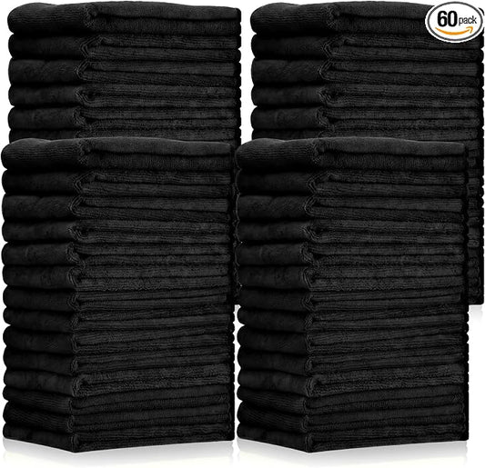 Tallew 60 Pcs Black Microfiber Towels: 16"x16" Microfiber Drying Towels Bulk Micro Fiber Car Cleaning Cloth for Cars Drying Washing Polishing Cleaning Household Supplies by Tallew