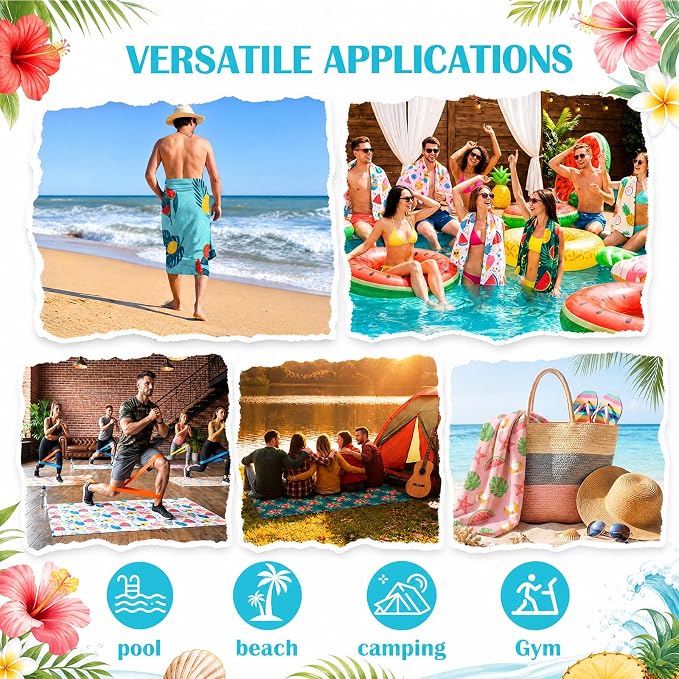 FuWeave 10 Pack Microfiber Beach Towel 28 x 55 Inch Oversized Large Thin Beach Towels for Pool Camping, Sand Free Lightweight Blanket for Women Adults Travel Swimming Sport (Watermelon) - Image 5
