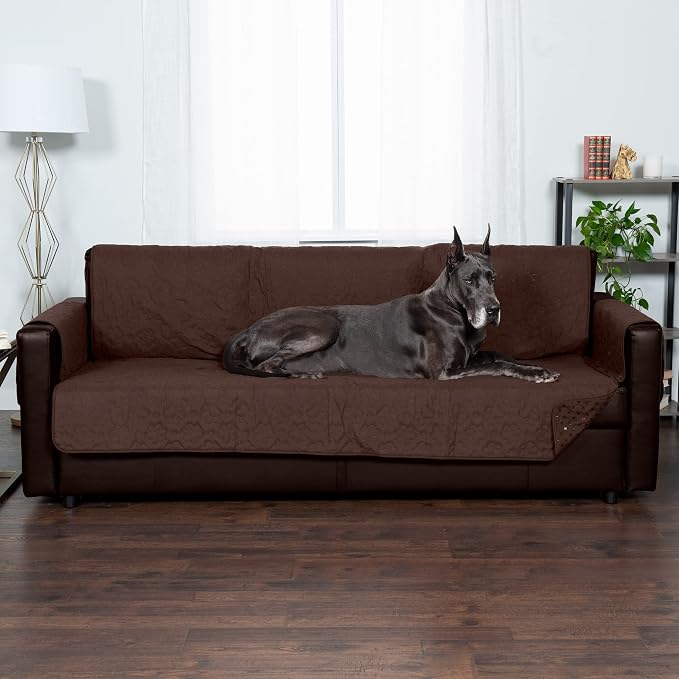 Furhaven Waterproof & Non-Slip XL Sofa/Couch Cover Protector for Dogs, Cats, & Children - Quilted Paw Print Living Room Furniture Cover - Espresso, X-Large Sofa - Image 4