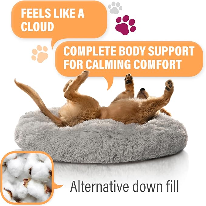Active Pets Premium Medium Donut Dog Bed, Fits Up to 45 lbs, Machine Washable Cushion, Plush Long Pile Faux Fur Fabric, Portable Dark Gray Pet Bed Furniture for Puppies Adult Canines & Cats - Image 6