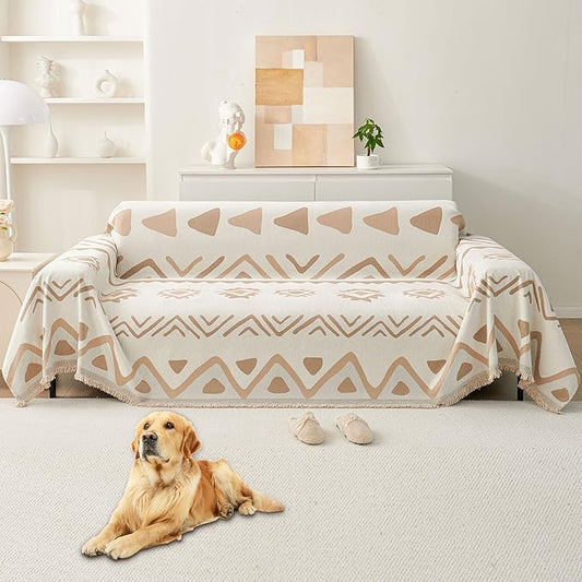 HAOMAIJIA Non Slip Couch Cover Sofa Covers for 3 Cushion Couch Washable sectional Couch Covers for Dogs pet Furniture Protector Couch Cover Blanket for Living Room (My-Khaki, 71"x134") by HAOMAIJIA