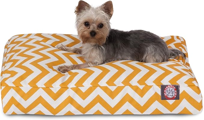 Majestic Pet Chevron Rectangle Dog Bed Washable – Non Slip Comfy Pet Bed – Crate Bed with Removable Washable Cover – Kennel Bed for Sleeping, Polyester Fiber, Small, Yellow by MajesticPet