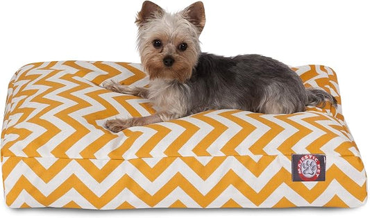 Majestic Pet Chevron Rectangle Dog Bed Washable – Non Slip Comfy Pet Bed – Crate Bed with Removable Washable Cover – Kennel Bed for Sleeping, Polyester Fiber, Small, Yellow by MajesticPet