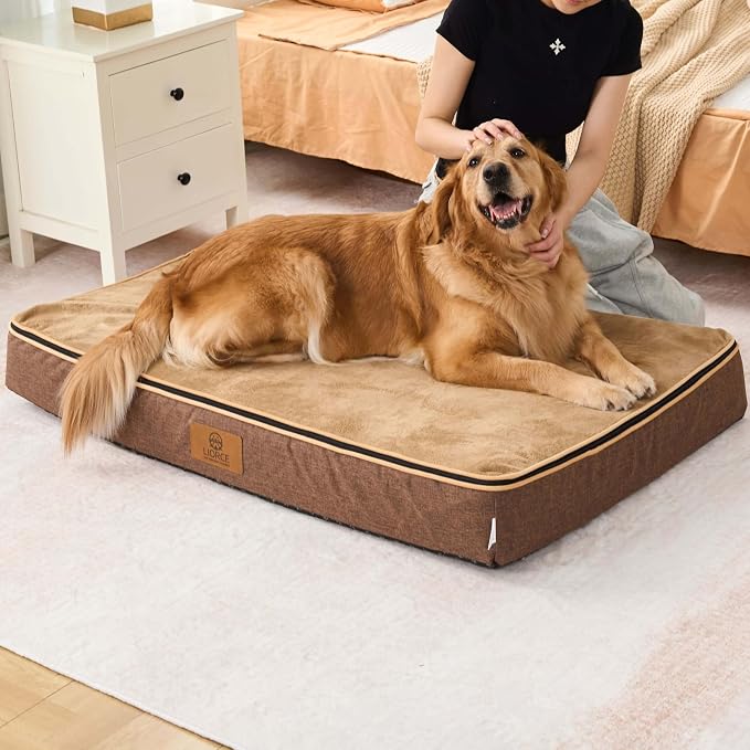 LIORCE Orthopedic Memory Foam XXL Dog Bed - 6" Thick Beds for Extra Large Sized Dog - Waterproof Removable Washable Cover & Wrap-Around Zipper - Ultimate Comfort & Easy Maintenance, Brown - Image 6