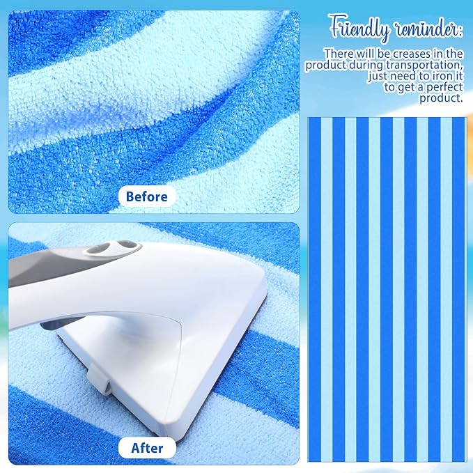 EBOOT 10 Pack Oversized Beach Towel Set Extra Large Pool Towels Microfiber Quick Dry Swim Blanket for Adult Women Men Face Hand Body Bath Travel Pool(Mixed Color,28 x 59 Inch,Fresh Stripe) - Image 4