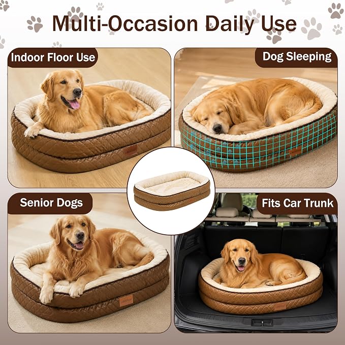 Large Dog Bed Washable with Reusable Potty Pad - Brown Orthopedic Dog Beds Large Sized Dog with Memory and Egg Crate Foam Waterproof Pet Bed Includes - Large - Image 4