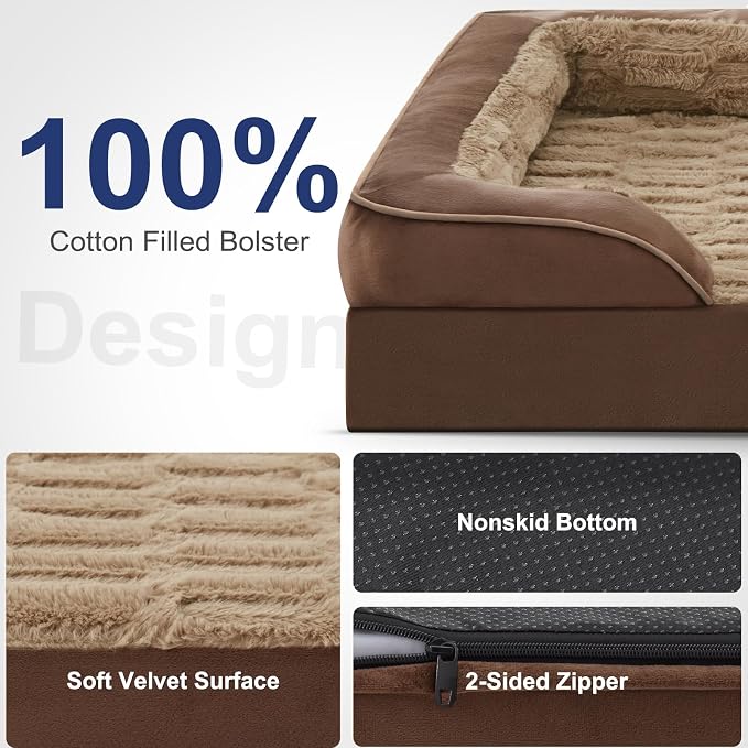 FURTIME Orthopedic Large Dog Bed, XL Waterproof Dog Beds, 42x35x6.5 Supportive Foam Pet Couch Bed with Removable Washable Cover and Nonskid Bottom - Image 4