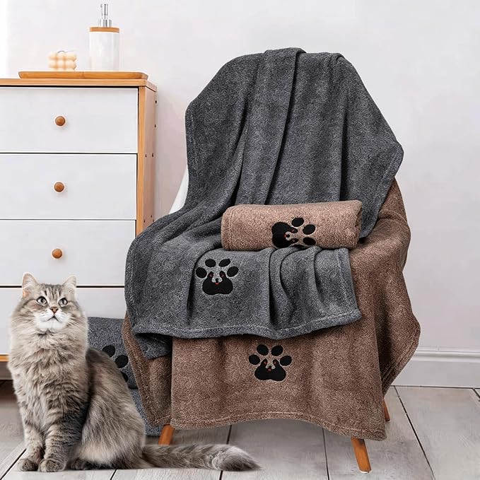 Dogvingpk Dog Towel 2 Pack, Super Absorbent Soft Quick Drying Microfiber Pet Bath Towels for Medium & Small Dogs (M-36" * 28", Black and Brown) - Image 2