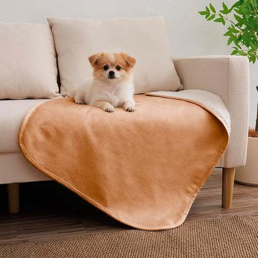 Waterproof Blanket for Dogs - Pet Throw as Furniture Protector | Cozy Sherpa & Smooth Velvet, Reversible and Machine Washable, for Couch, Bed, or Travel, 25"x35", Orange by TuffeelHome