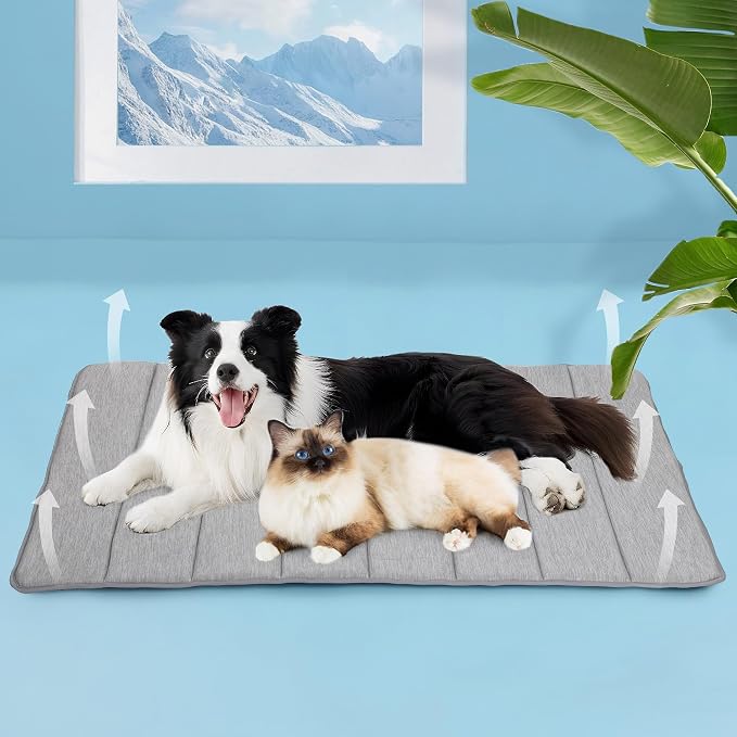 Dog Cooling Mat for Large Dogs – 47"x29" Orthopedic Memory Foam Pad for Summer, Hot Weather & Joint Relief | Washable, Non-Slip Crate Mat for Senior Dogs, Travel & Home(Grey) - Image 4