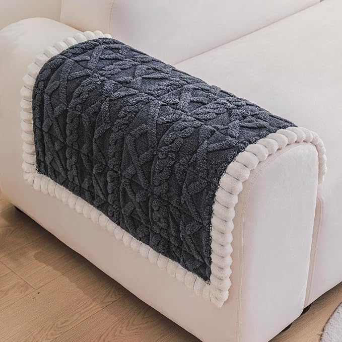 Fuzzy Couch Covers for Dogs, Non Slip Thick Dog Couch Cover Protector, Plush Pet Couch Covers for Sofa Washable, Soft Sofa Cushion Slipcovers Pet Friendly(1PC, Dark Grey, 27.6”x27.6”) - Image 2
