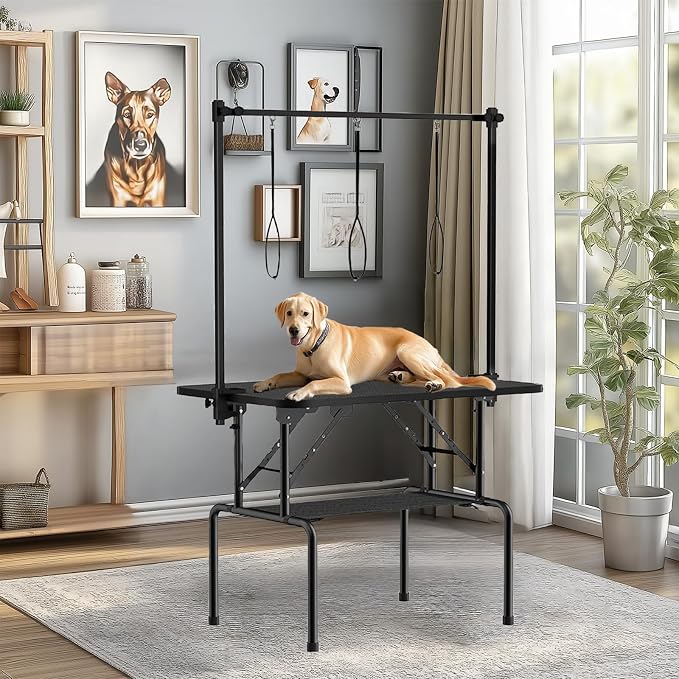 46 Inch Foldable Dog Grooming Table with Adjustable Arm, Nooses & Storage Basket - Non-Slip Pet Grooming Station for Dogs & Cats - Supports Up to 300 lbs (46 inches) - Image 7