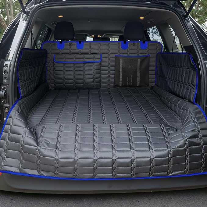Reliadura SUV Cargo Liner for Dogs, Waterproof Pet Trunk Cover with Bumper Flap Protector, Non-Slip Scratchproof, Non-Slip Dog Seat Mat for SUVs, Large Size Cargo Liner Universal Fit Blue by Reliadura