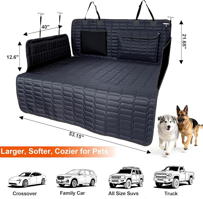 Reliadura Cargo Liner for SUVs, Waterproof Trunk Cover with Bumper Flap | Non-Slip Dog Seat Cover For SUVs/Cars/Vans; Large Black Cargo Mat with Side Flaps Protects from Scratches, Pet Hair and Dirt. - Image 4