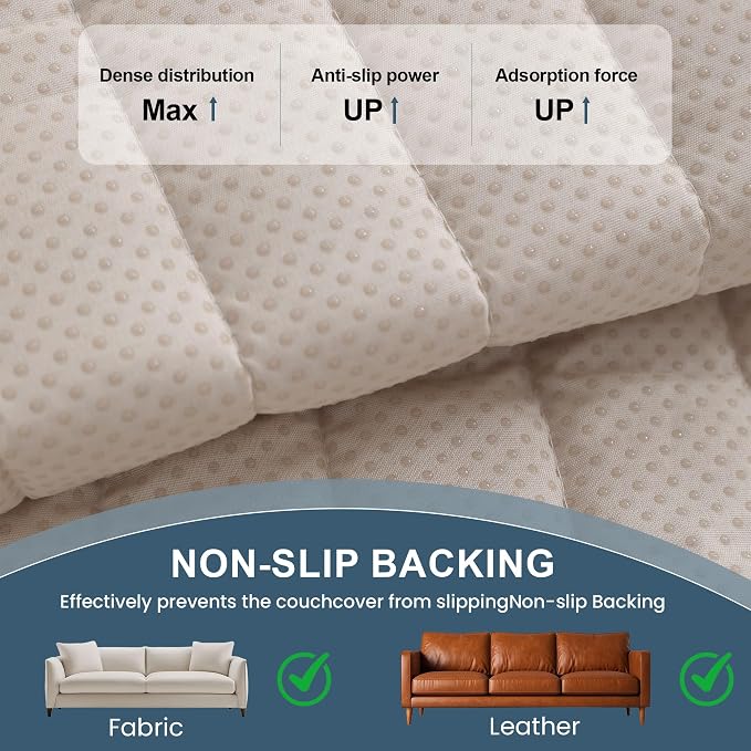 OTOB Sofa Covers for 3 Cushion Couch Washable, All Seasons Fuzzy Non Slip Kids & Pet Friendly Dog Bed Mats Couch Cover, Soft Plush Sofa Slipcovers Furniture Protector (Light Gray, 27.6" x 70.9'') - Image 5