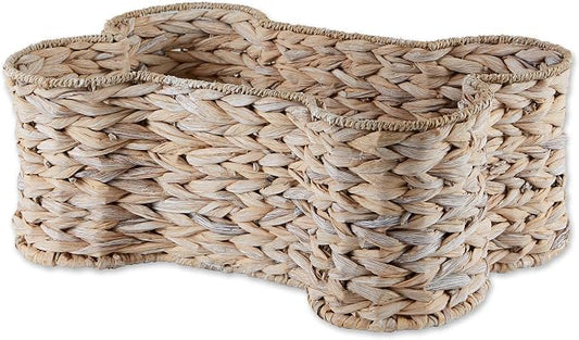 Bone Dry Pet Storage Collection, Bone Shape Hyacinth Toy Basket, White Wash, Large - 24x15x9" by BoneDry