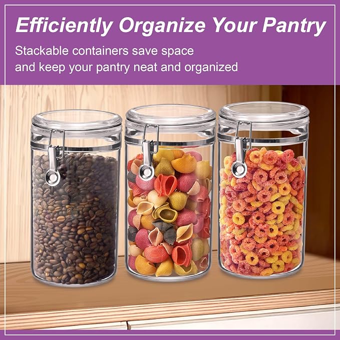 Amazing Abby - Cathy - 70-Ounce Plastic Canister (Set of 3), Plastic Airtight Food Container, Stackable for Pantry Storage, BPA-Free and Shatter-Proof, Perfect for Home and Commercial Use - Image 3