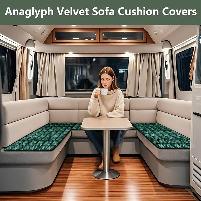 Paw Cart Couch Cover Caravan Quilted Sofa Topper Greek Key Pattern Washable Non Slip Soft Pet Protector for Any Type of Couch (Green,W 94“ x D 28” 1 Piece) - Image 2