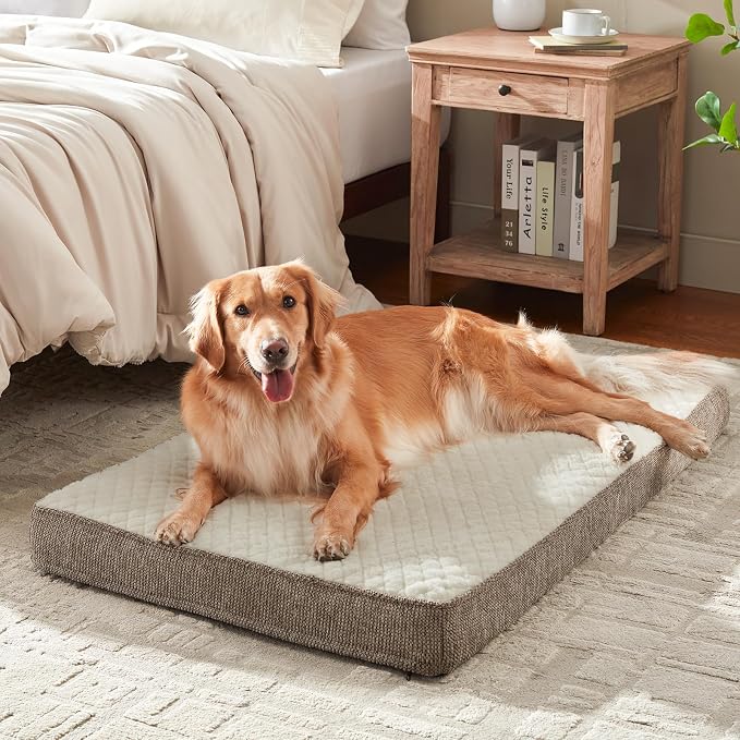 JOEJOY Orthopedic Dog Bed for Small Dogs, Washable Dog Crate Bed Small Sized with Removable Cover, Egg Memory Foam Pet Beds, Beige, 23"x17" - Image 9