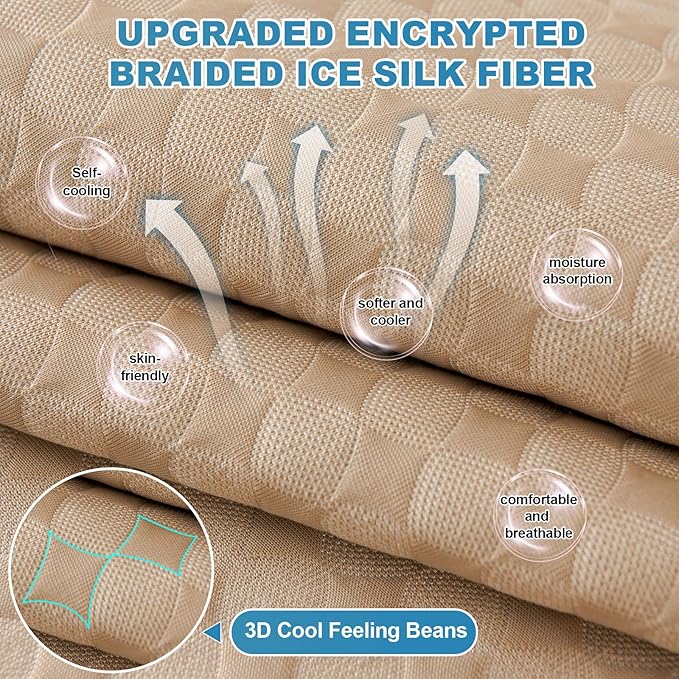 OTOB Cooling Couch Covers for Sofa Washable Non Slip Pet Friendly, 1 Piece | Serene Khaki, 35.4"x82.7", Premium Ice Silk Fabric, Modern Geometric, Soft, 3D Bionic Breathable, Sectional Sofa Protector - Image 3