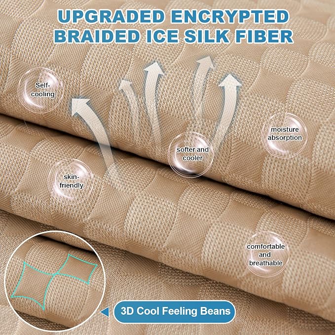 OTOB Cooling Dog Couch Cover Washable Non Slip Furniture Protector, 1 Piece | Serene Khaki, 27.6"x70.9", Premium Ice Silk Fabric, Modern Geometric, Soft, 3D Bionic Breathable, Pet Friendly Sofa Cover - Image 2