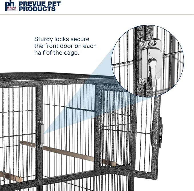 Prevue Pet Products Deluxe Divided Breeder Cage - Stackable Breeding Cage with Divider, Rolling Enclosure with Wooden Perches, Food and Water Cups, for Finches, Canaries, and Small Birds - Black - Image 4