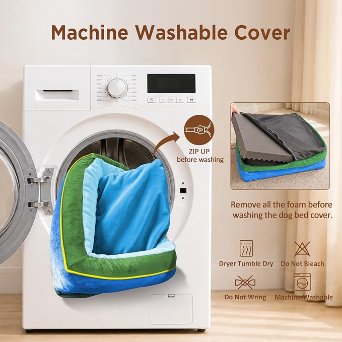Comfort Expression Orthopedic Dog Bed for Extra Large Dogs with Bolster | Waterproof Dog Couch Bed with Washable Cover & Non-Slip Bottom, Supportive Egg Crate Foam XL Pet Bed, 45x35 Inch - Image 5