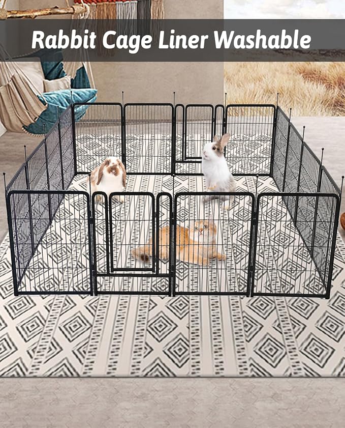 BNOSDM 91" X 63" Washable Bunny Cage Liners Large Rug for Rabbits Large Non Slip Pad for Bunnies Resuable Rabbit Liner for Chinchillas Cats - Image 7