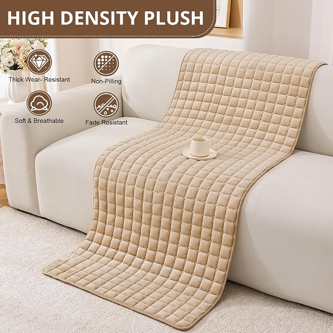 OstepDecor Pet Couch Covers for Sofa, Soft Sofa Covers Washable | Non Slip Dog Couch Protector, Pet Hair, Dirt & Wear Protection, Fits Sofas, Loveseats & Sectionals, 35.4" x 63", Khaki - Image 6