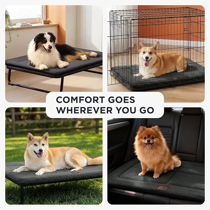 Joydeco Low Profile Dog Crate Mat Reversible Bed Pad, Washable Dog Pad Mat with Ultra Soft Fleece, Compact Design Kennel Beds Mats for Large Medium Small Pets, 36" x 27" Dark Gray - Image 6