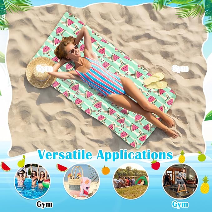 FuWeave 10 Pack Microfiber Beach Towel 28 x 55 Inch Oversized Large Quick Dry Thin Beach Towels for Pool Camping, Sand Free Lightweight Blanket for Women Adults Travel Swimming Sport (Ice Cream) - Image 5