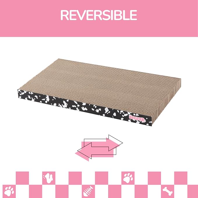 Naomi 18" x 10" Reversible Corrugated Cardboard Cat Scratcher Pads with Catnip, 5-Pack, Black/White Modern Furniture Protector CSR1009C - Image 6