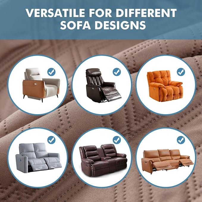 Genina 100% Waterproof Recliner Chair Covers, Anti-Slip Recliner Cover Dog Chair Cover Furniture Protector, Chair Sofa Slipcover for Pets Dogs, 1 Piece (Taupe, Recliner) - Image 6