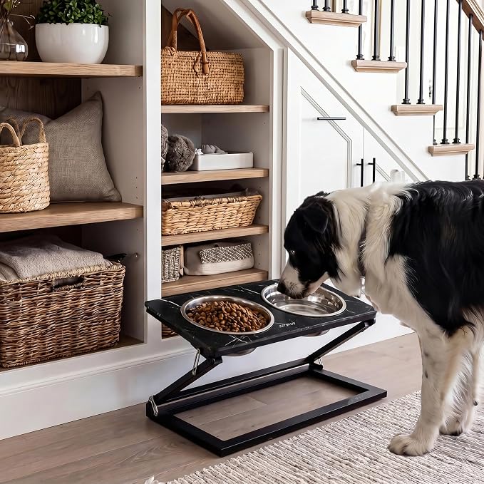 Elevated Dog Bowl, Adjustable Height and Tilt Angle Dog Bowl Stand | Precisely Adjust Height And Tilt Angle, Easy To Clean, Equipped With 2 Stainless Steel Food Bowls, Sturdy And Durable. - Image 6