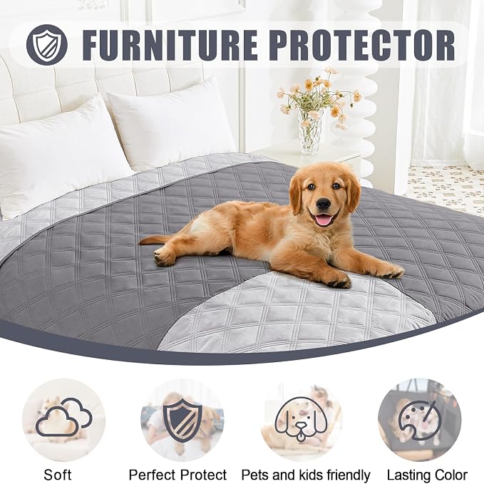 Smiry Waterproof Dog Bed Cover, Reversible Pet Blanket for Sofa Couch | Soft Washable Dog Blanket, Leakproof Couch Cover for Dogs Cats & Furniture Protection, 30x70, Grey/Light Grey - Image 8