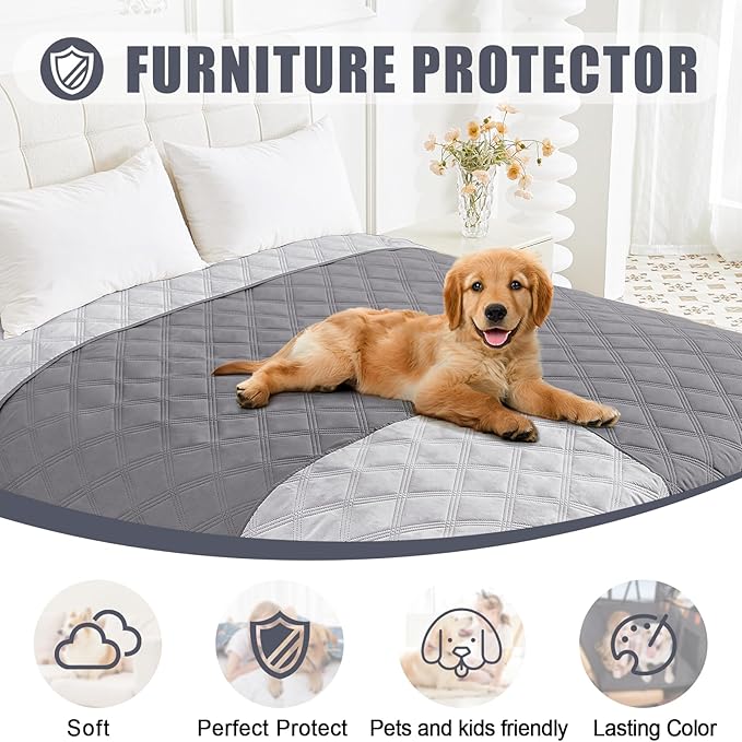 Smiry Waterproof Dog Bed Cover, Reversible Pet Blanket for Sofa Couch | Soft Washable Dog Blanket, Leakproof Couch Cover for Dogs Cats & Furniture Protection, 82x120, Grey/Light Grey - Image 8