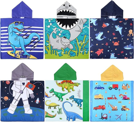 Oudain 6 Pcs Kids Hooded Bath Towel with Hood Microfiber Beach Baby Pool Beach Towel for Boy Girls Toddler Kids by Oudain