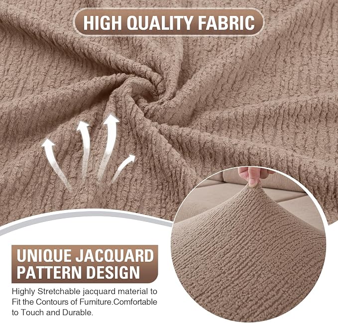 Sectional Couch Covers Stretch Cushion Covers Washable Wear-Resistant Universal Sofa Slipcovers Furniture Protector Separate Seat Chaise Couch Cover (Khaki, 2 PC Armrest Covers) - Image 4